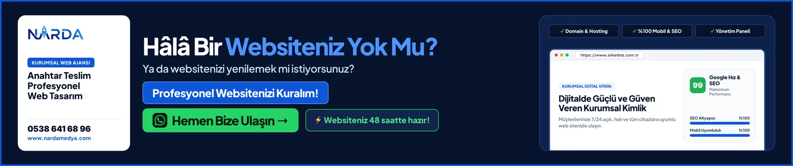 %100 Mobil ve Google SEO Uyumlu Web Sitesi Tasarımı - Narda Medya